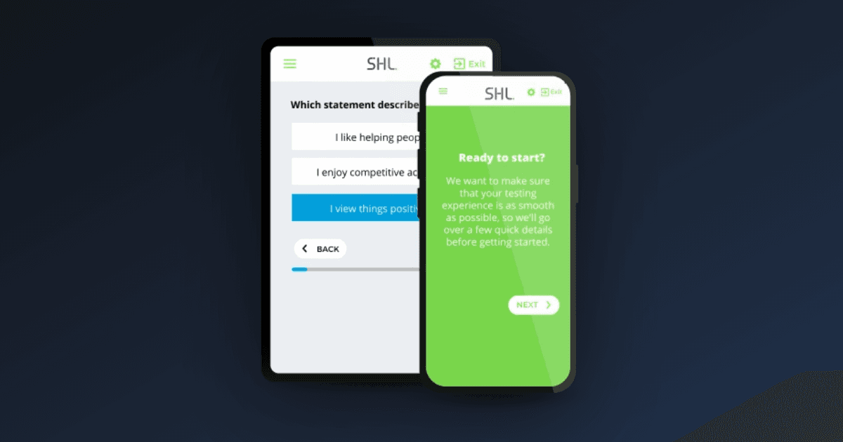 Oberfläche der SHL-Testplattform auf Mobilgeräten (Bild: SHL)